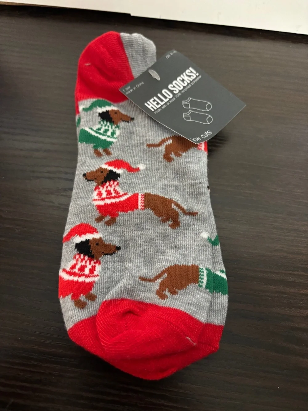 Christmas low cut  Santa dachshund   socks